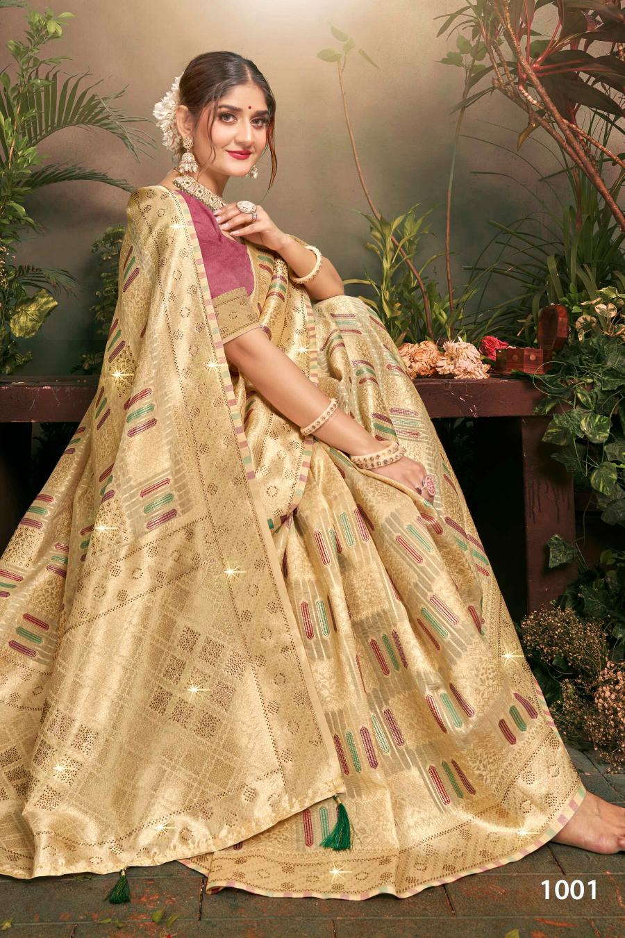 Saroj Tilak organza swarovski vol.3 Tissue orgnaza silk saree in surat with price wholesale 