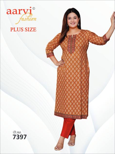 Aarvi Plus Size Vol-4 – Straight Kurtis - Wholesale Catalog