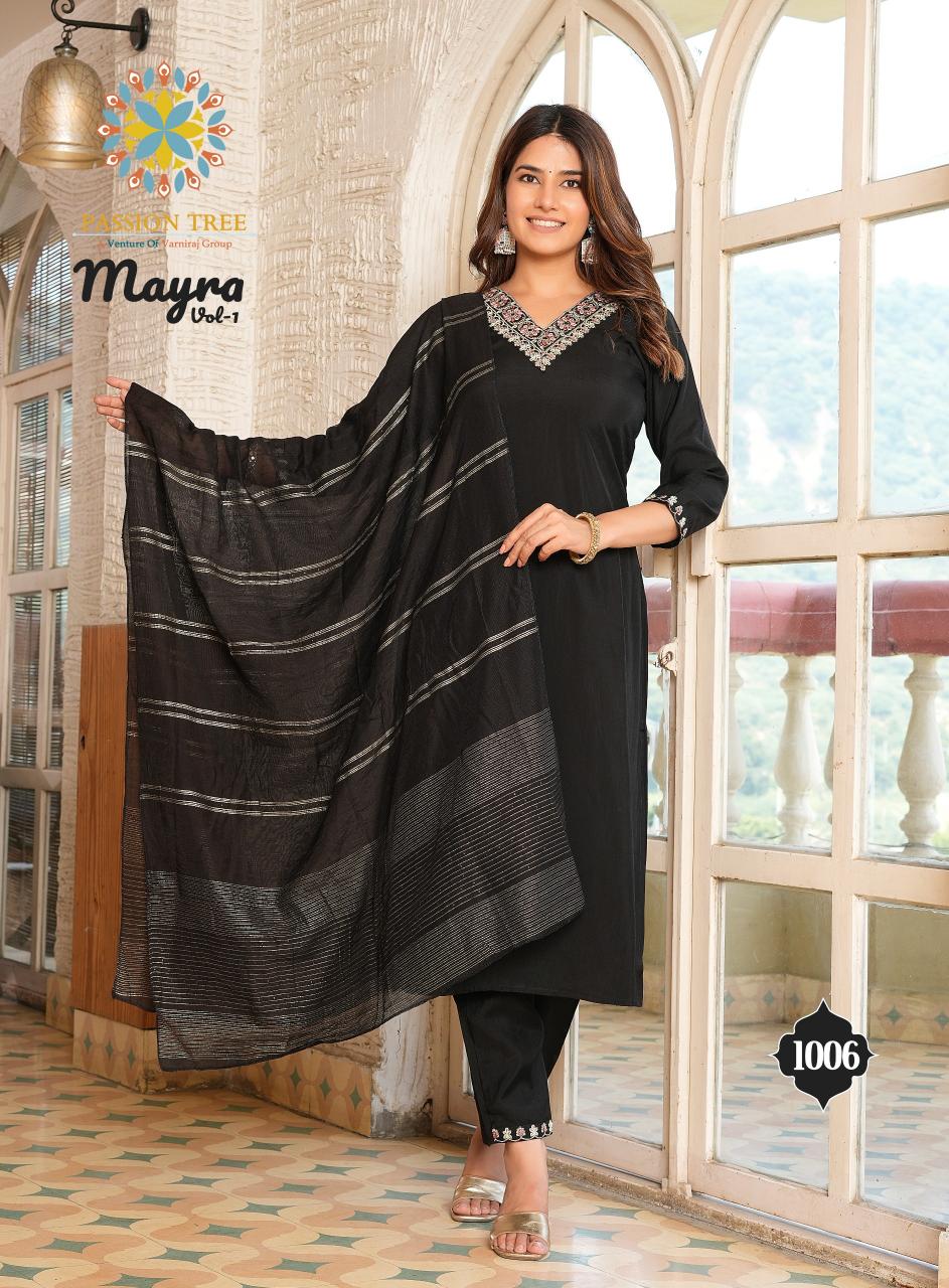 Passion Tree Mayra Vol 1 plain black kurti online india