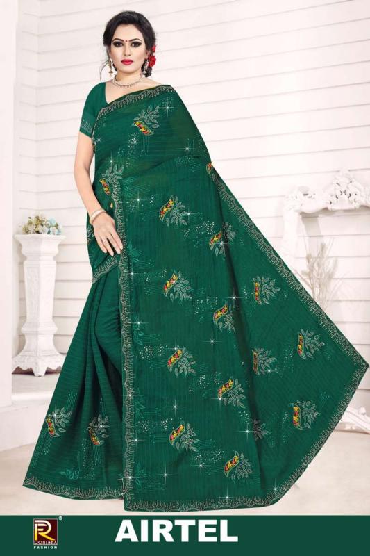 Ronisha Airtel dark green saree online india