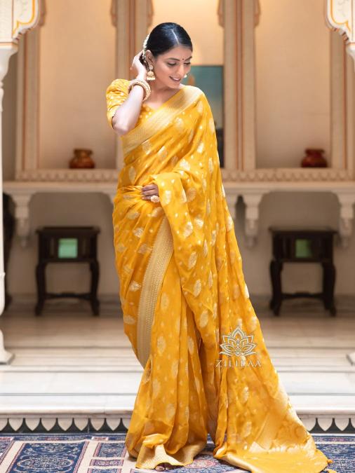 Sabella Banarasi 4099 ombre yellow saree online india