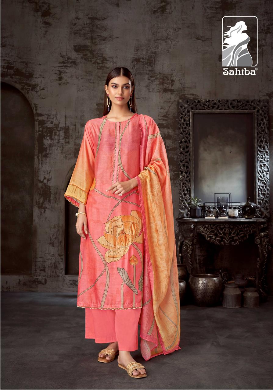 Sahiba Lotus Unique Muslin Silk Digital Printed Salwar Kameez Wholesale Catalog