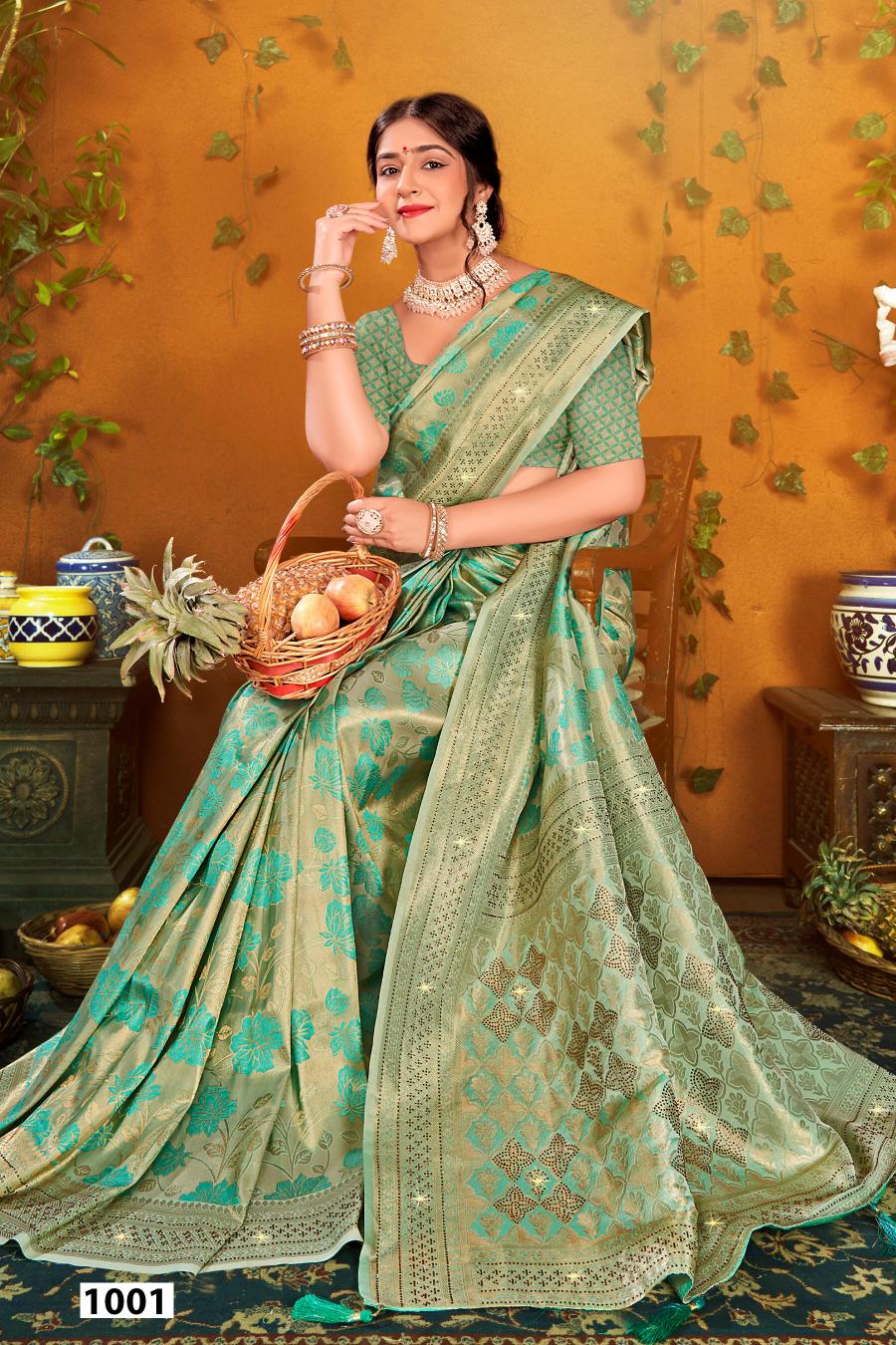 Saroj Shahzeen tissue Swarovski vol.2 Satin silk saree in surat with price wholesale 