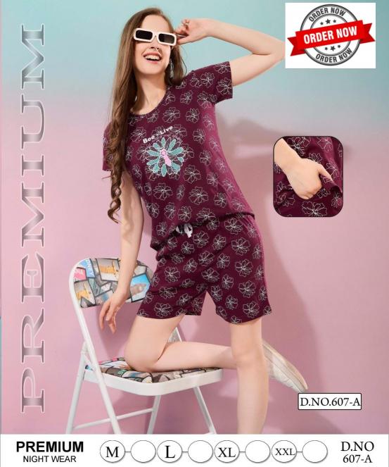 SUMMER SPECIAL SHORTS 2PC VOL.PC-607 Night suits Wholesale catalog