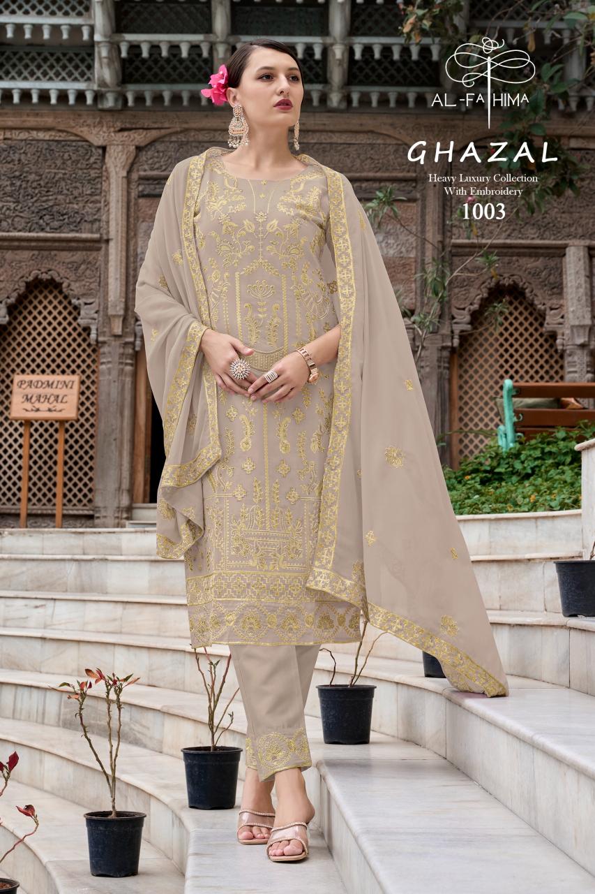 Al Fathima Ghazal Georgette Pakistani Suits Wholesale Catalog