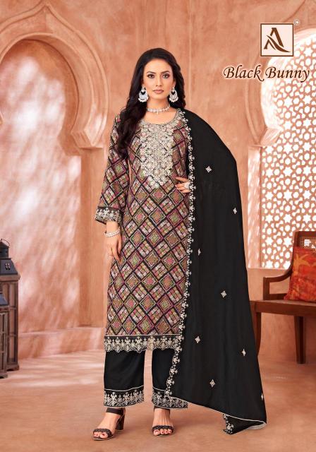 Alok Black Bunny ladies dress material wholesalers in ahmedabad