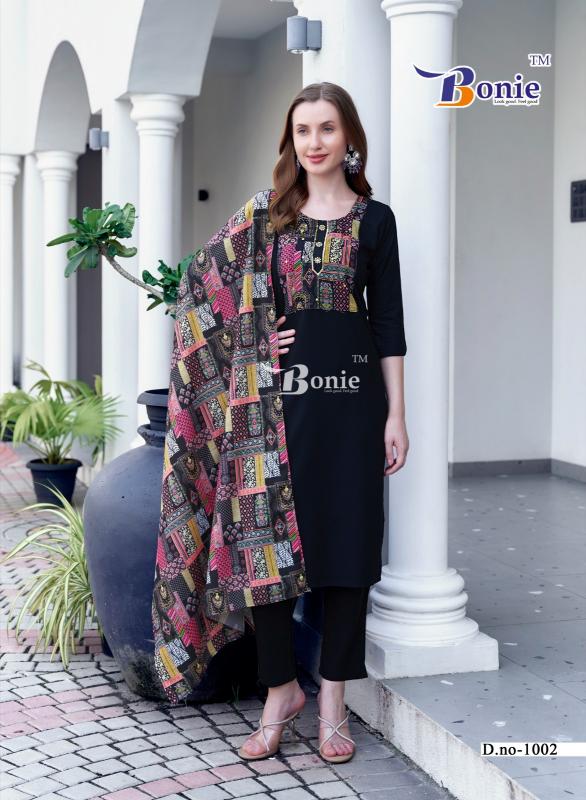 Bonie Divya Vol 1 plain black kurti online india