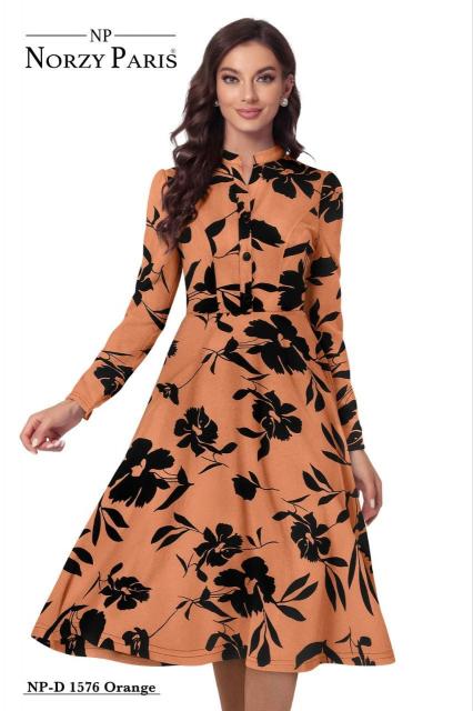 Norzy Paris NP 1576 Orange and 1577 Cream Western Dress Wholesale Catalog