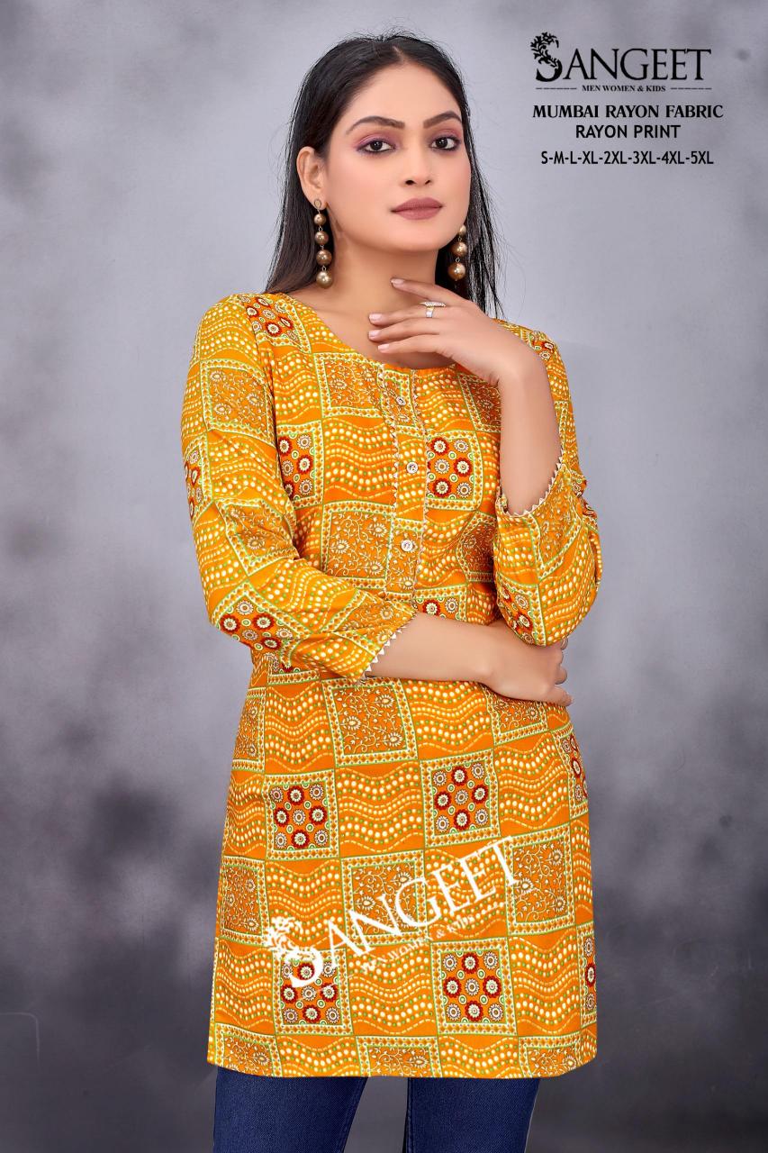 Sangeet Mumbai Rayon Print Vol 2 Short kurti global desi india