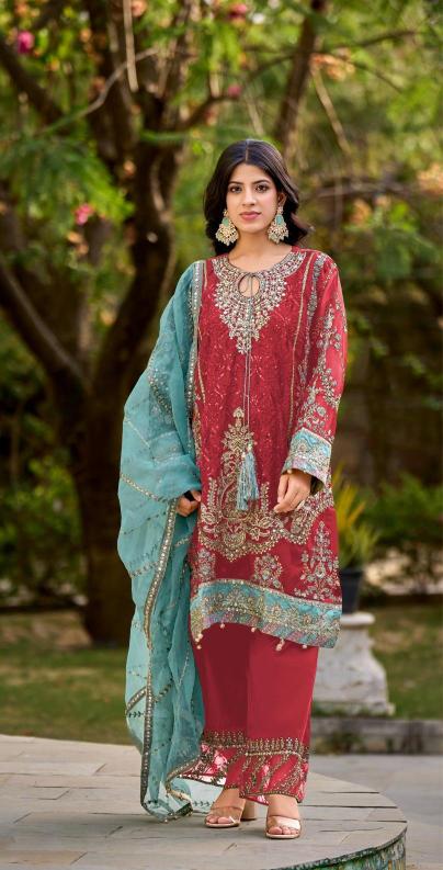 Shree Fabs R 1301 Organza Ready Made Pakistani Suits Wholesale Catalog