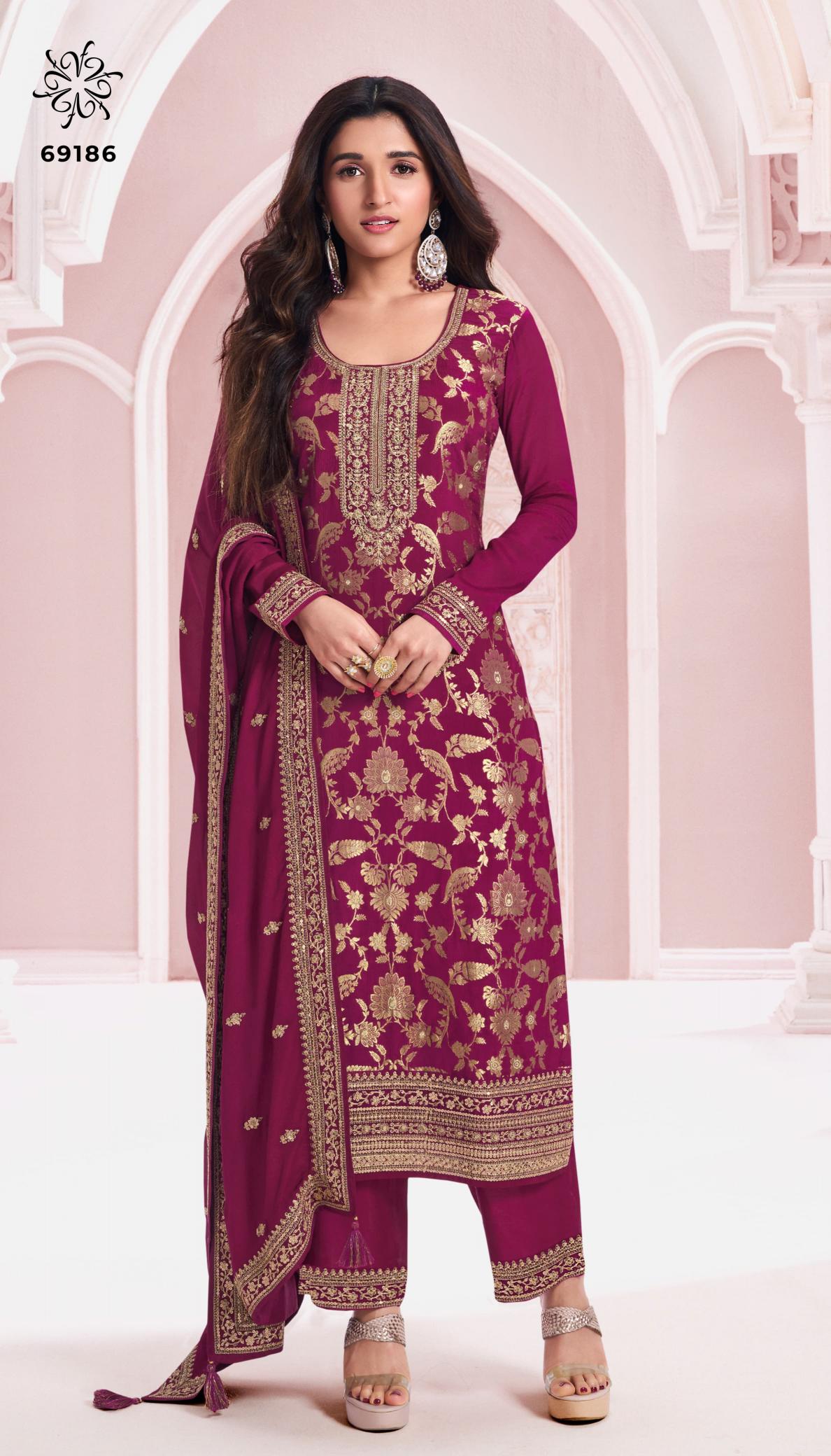 Vinay Kuleesh Nidhi Chinon Embroidered Salwar Kameez Wholesale Catalog