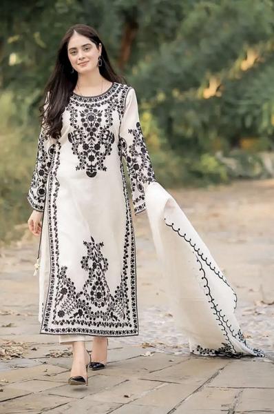 Anamsa 627 Catalog Georgette Pakistani suit white