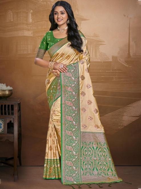 Bunawat Leela Silk golden silk saree online india