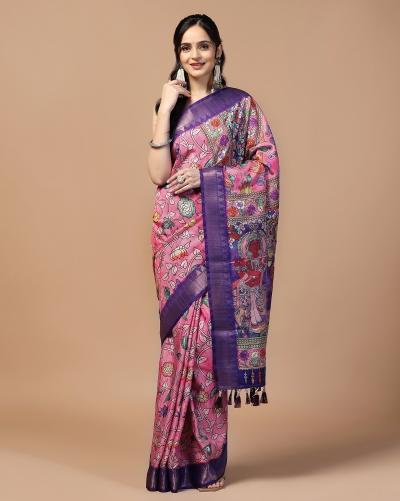 Dazira Tusser Kalamkari 1 Catalog  Fancy Printed Silk different saree draping styles in india