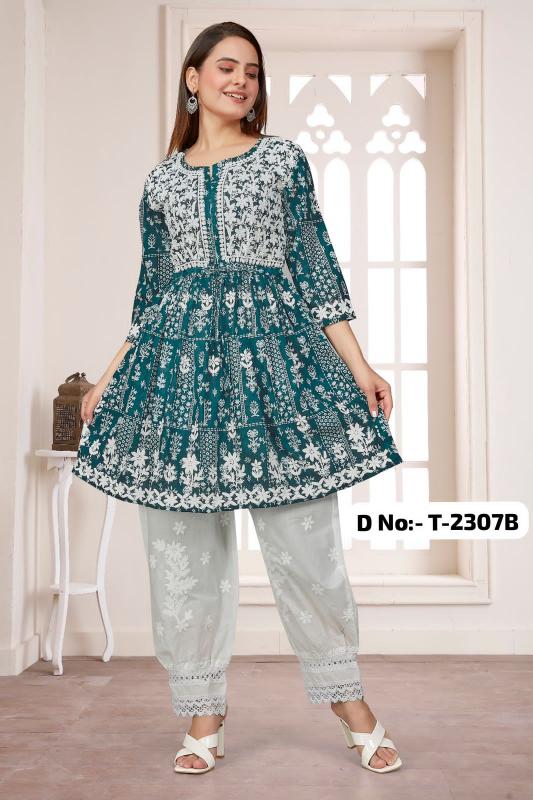 Felocity T 2307 AB Catalog Lakhnavi Work kurtis buy online in wholesale price