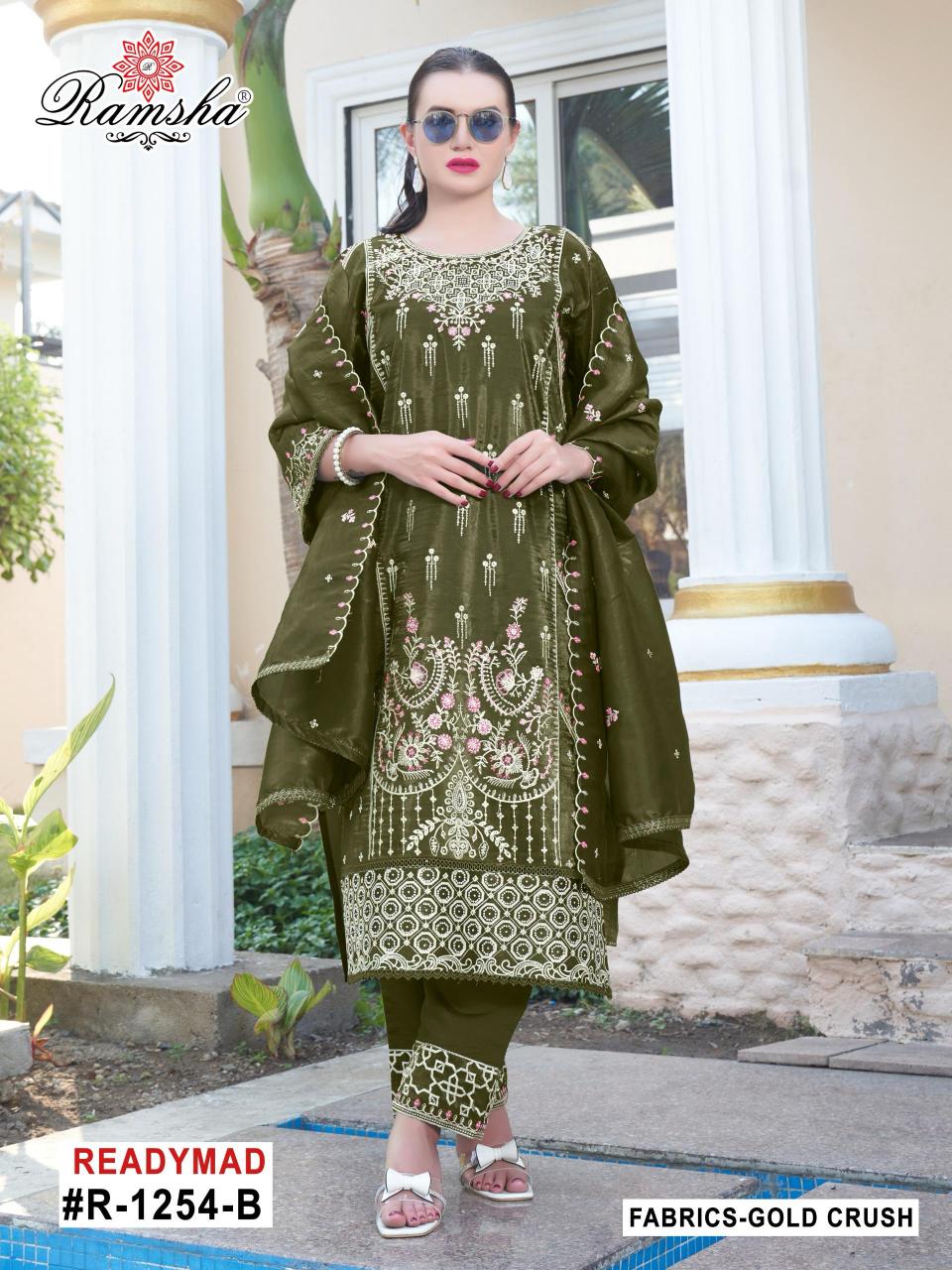 Ramsha R 1254 Nx Catalog Gold Crush Ready Made pakistani suits in mumbai facebook