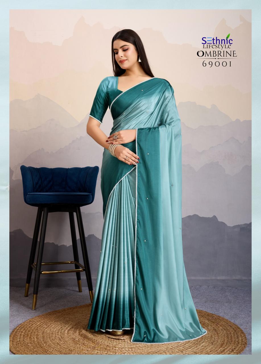 Sethnic Ombrine catalog Crepe Satin Silk buy party saree online india