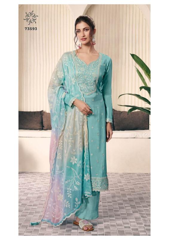 Vinay Kuleesh Ombre 73591 to 73594 Catalog unstitched suits party wear