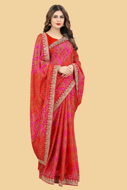 Dazira Mayurika 1 catalog red bandhani saree online india