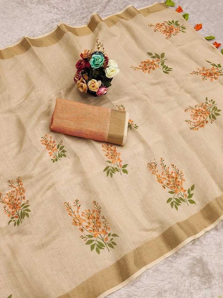 Dazira Meera 268 Digital Printed linen fabric sarees floral online india