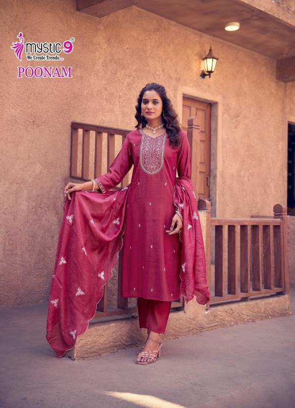 Mystic 9 Poonam Vol 1 catalog embroidered kurtis online india