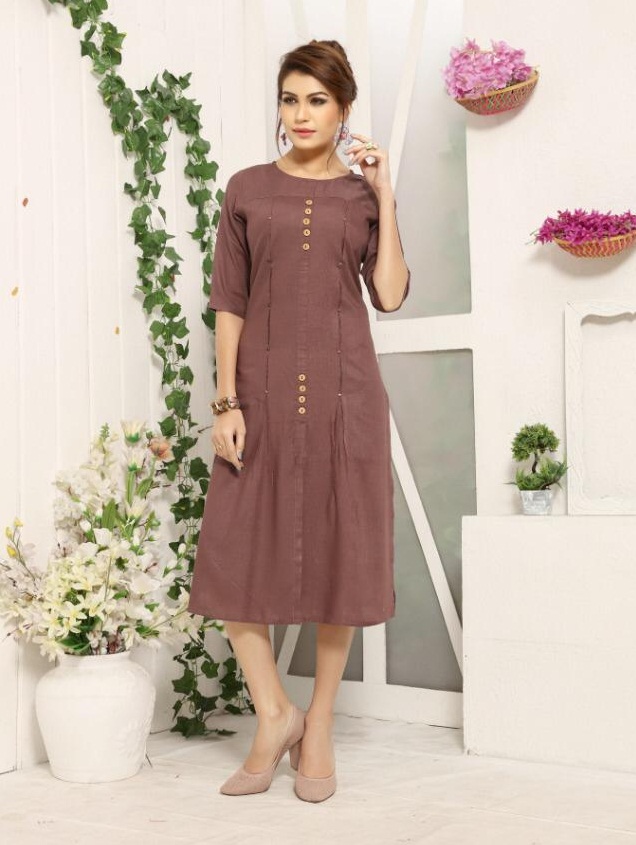 Gallberry Colors Rayon Slub Straight Kurti Catalogue