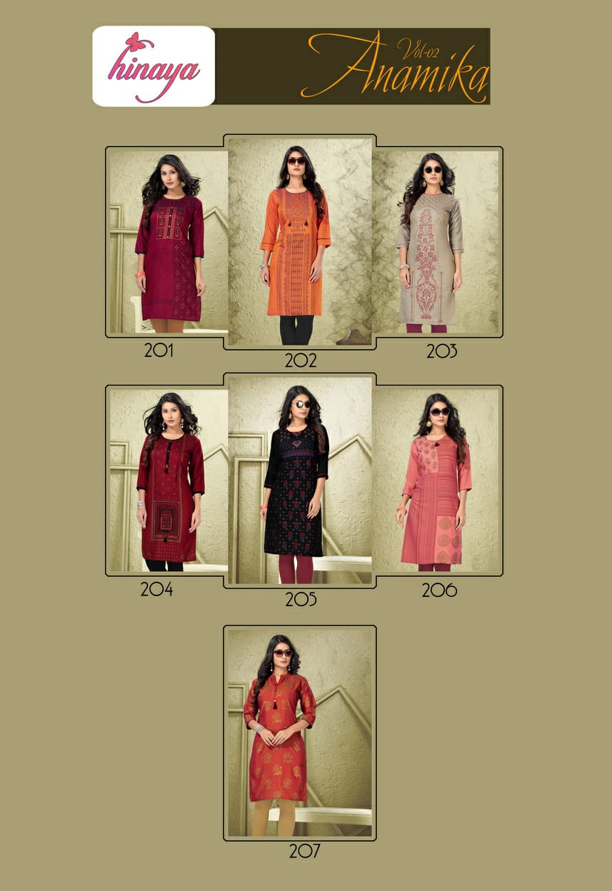 Hinaya Brand Anamika Vol 2 Casual Kurtis Catalogue