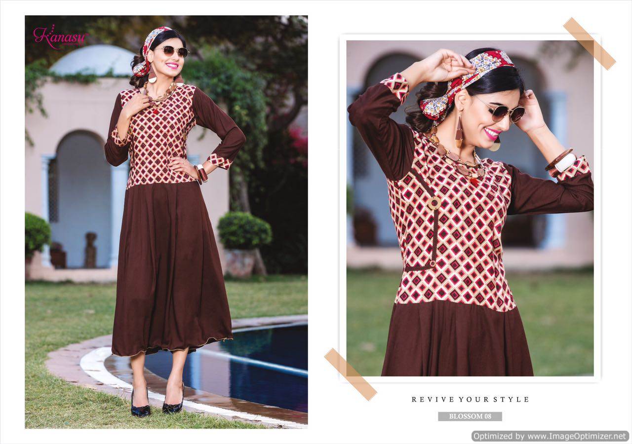 Kanasu Fashion Blossom Rayon Designer Kurti Catalogue