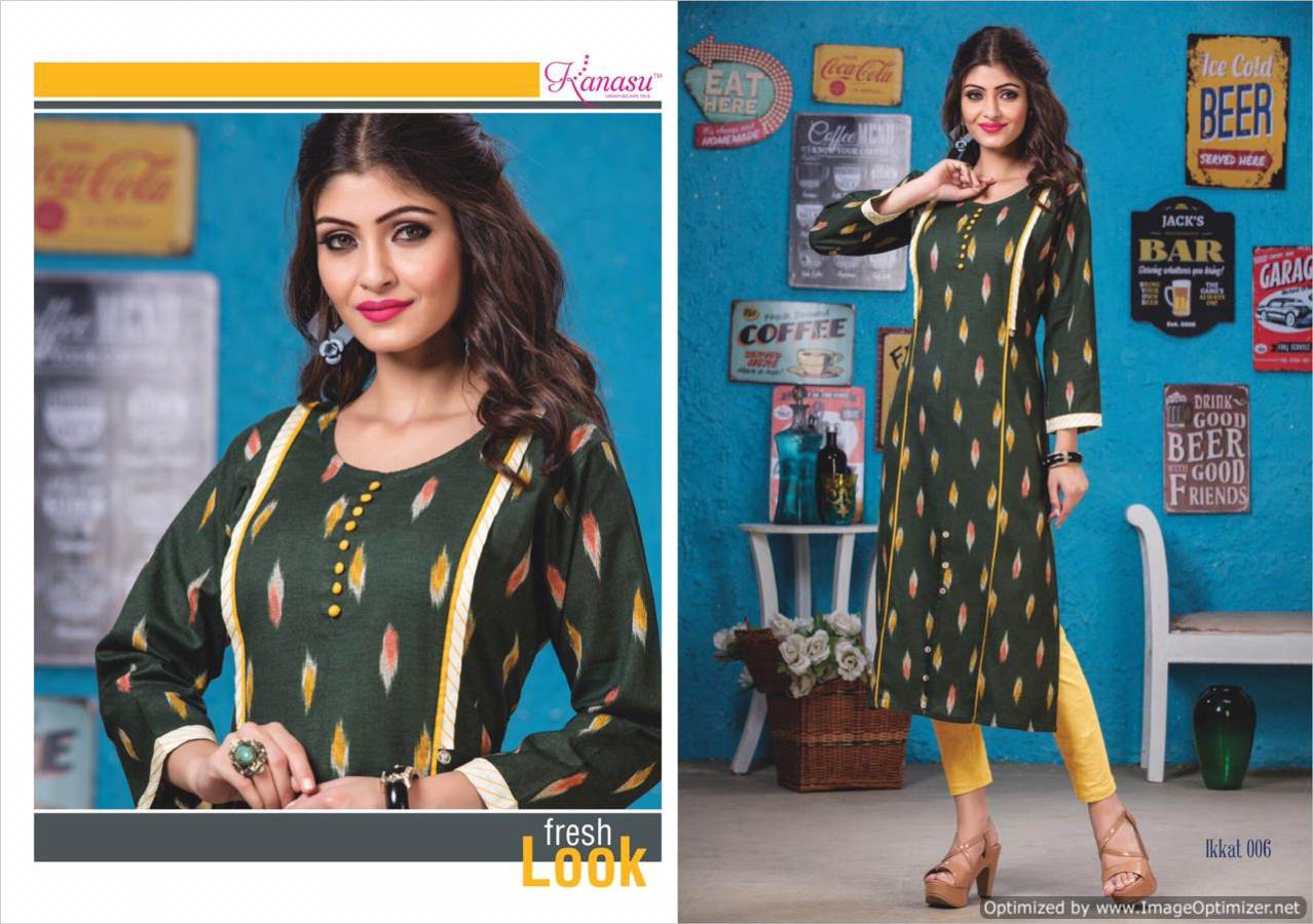 Kanasu Ikkat Cotton Designer Kurti Catalogue