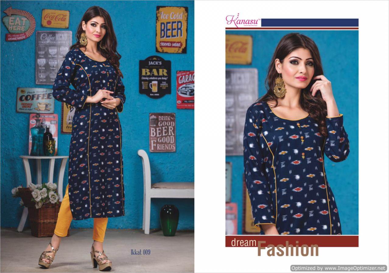 Kanasu Ikkat Cotton Designer Kurti Catalogue