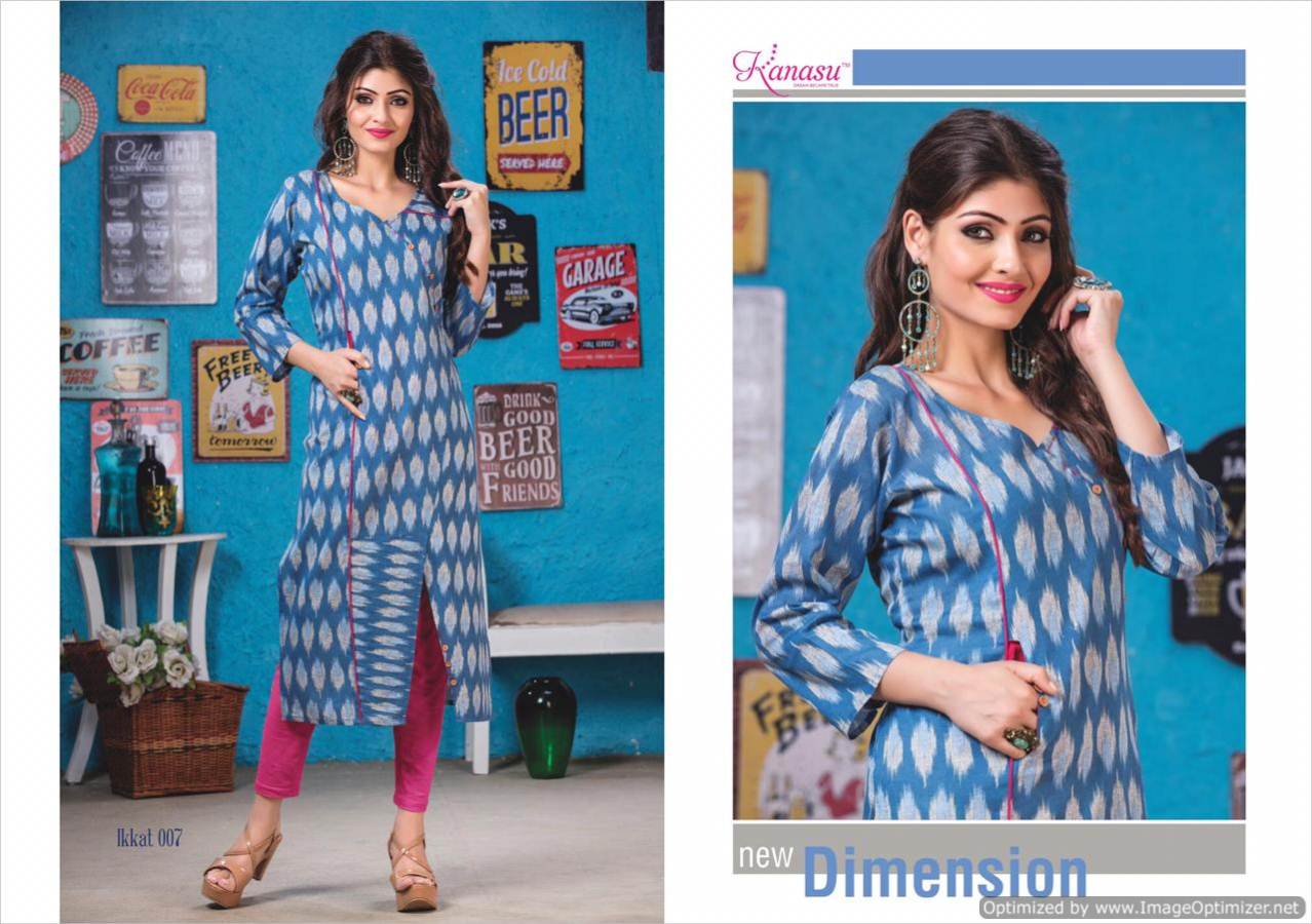 Kanasu Ikkat Cotton Designer Kurti Catalogue