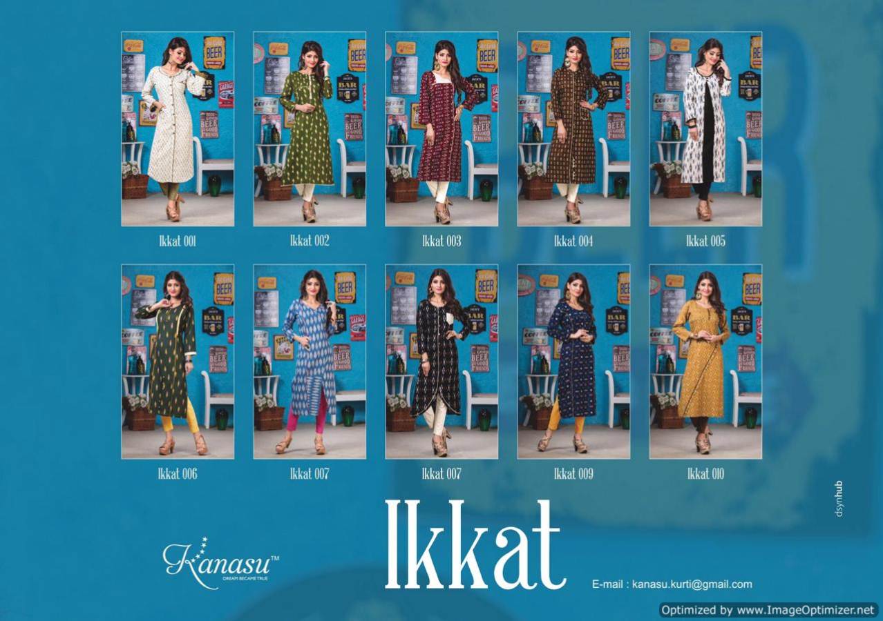 Kanasu Ikkat Cotton Designer Kurti Catalogue