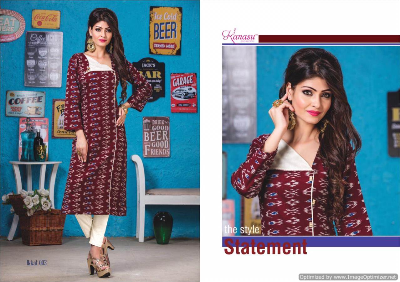 Kanasu Ikkat Cotton Designer Kurti Catalogue