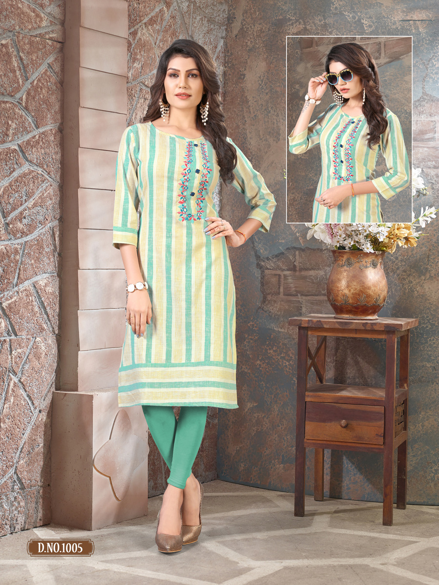 Kodas By Dolly Strips Causal Wear Kurtis Catalogue