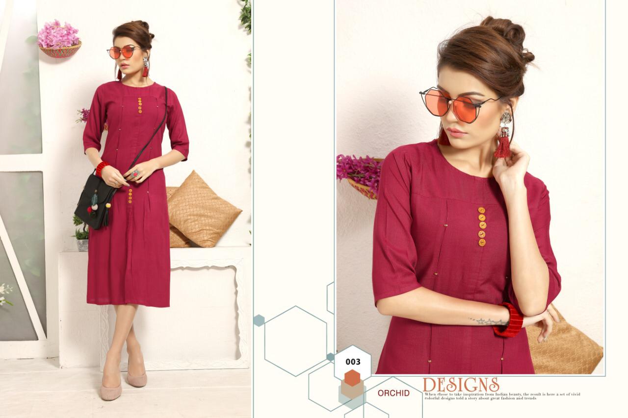 Gallberry Colors Rayon Slub Straight Kurti Catalogue