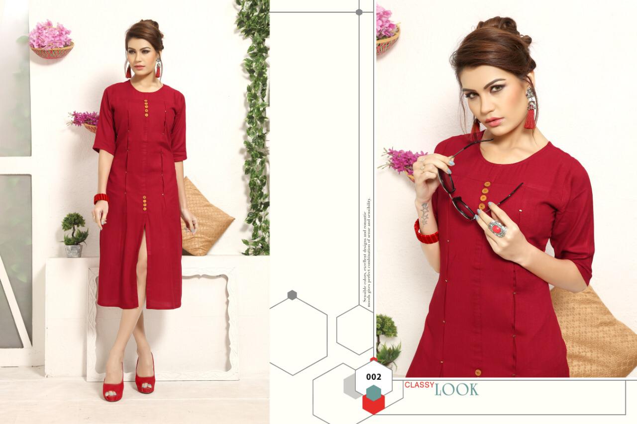 Gallberry Colors Rayon Slub Straight Kurti Catalogue