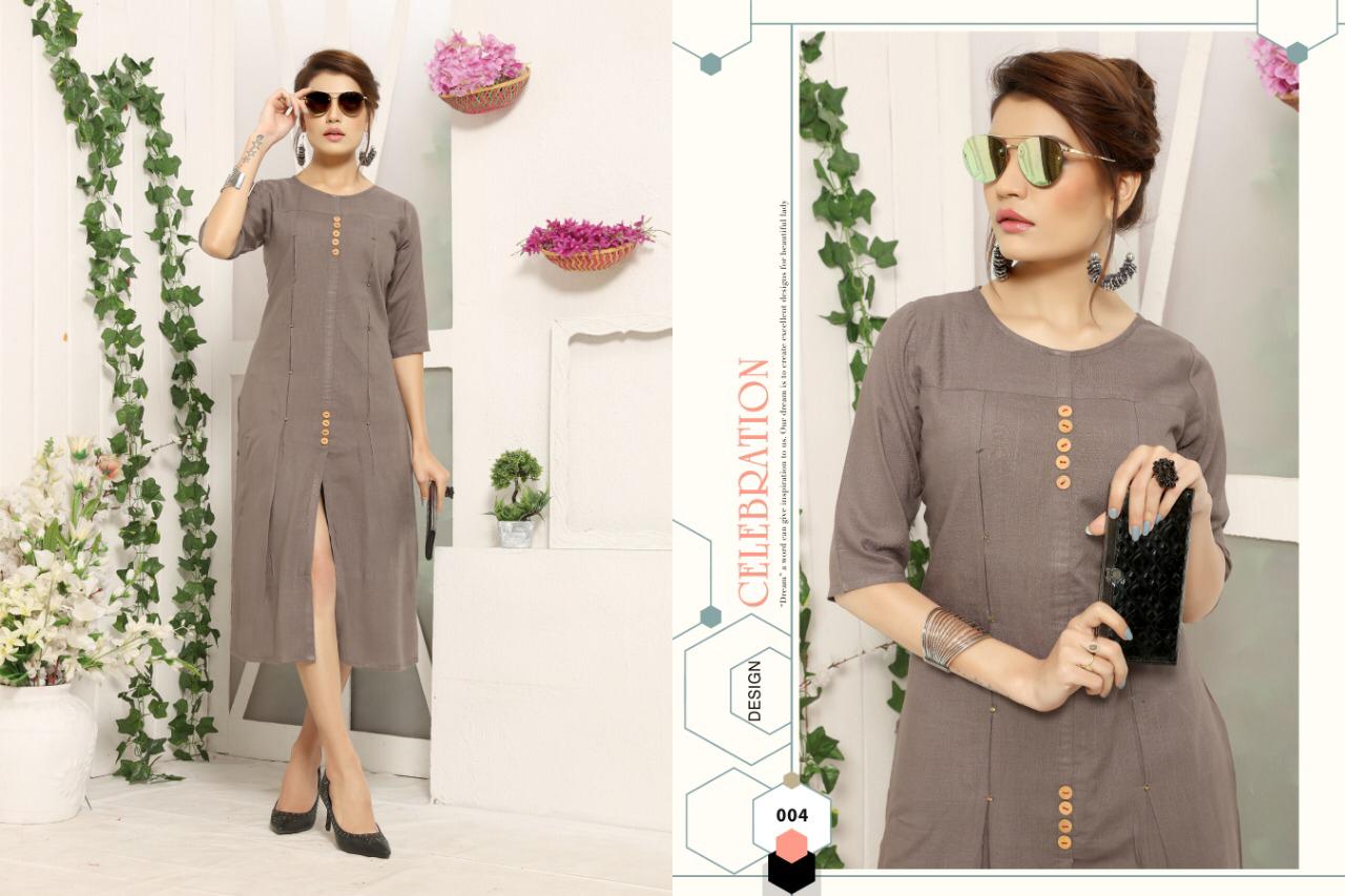 Gallberry Colors Rayon Slub Straight Kurti Catalogue