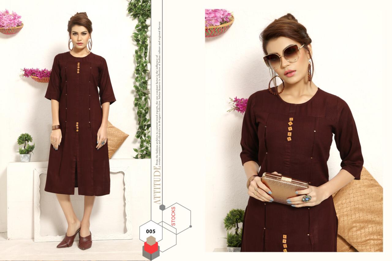 Gallberry Colors Rayon Slub Straight Kurti Catalogue