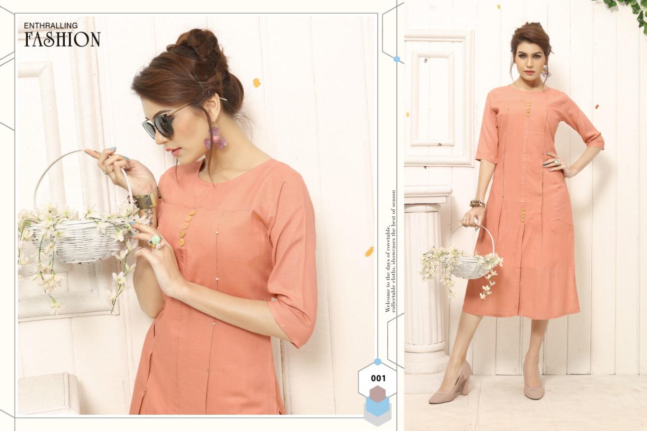 Gallberry Colors Rayon Slub Straight Kurti Catalogue