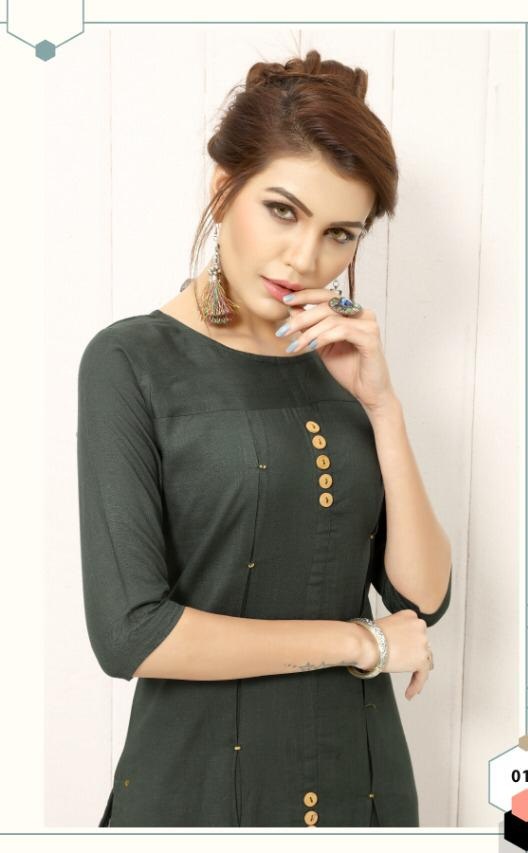 Gallberry Colors Rayon Slub Straight Kurti Catalogue