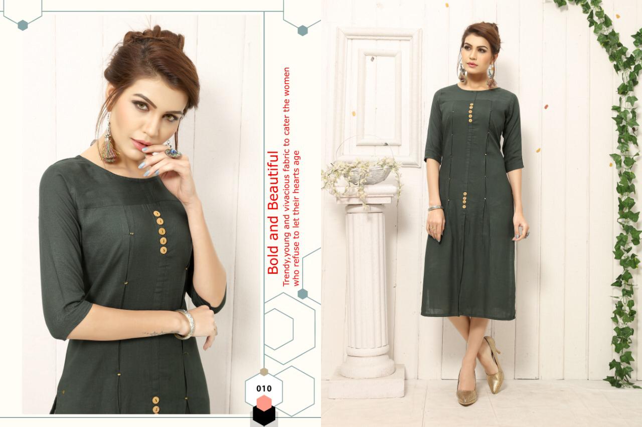 Gallberry Colors Rayon Slub Straight Kurti Catalogue