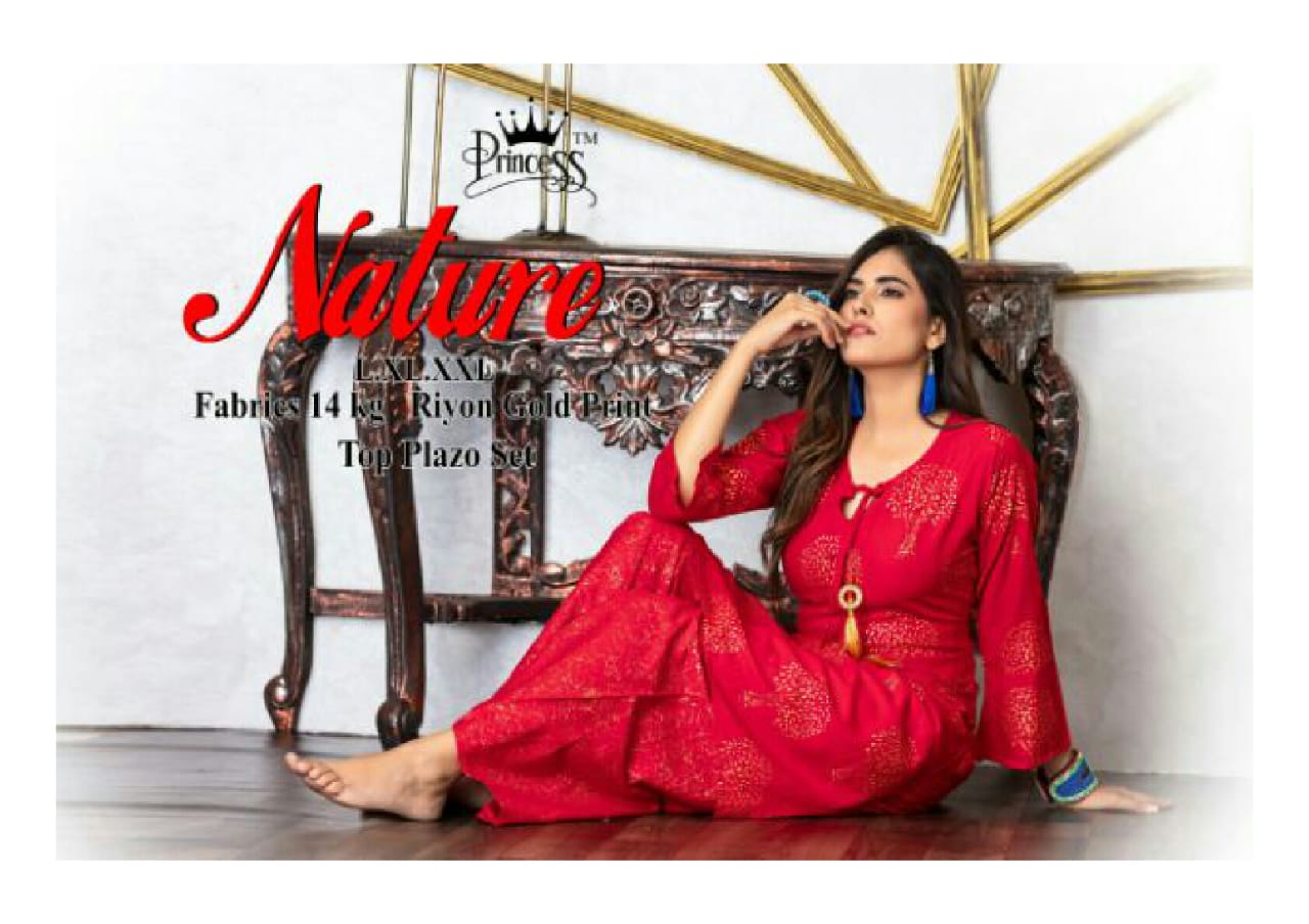 Nature By Jagdamba Fashion Designer Printed Kurti Palazzo Catalogue