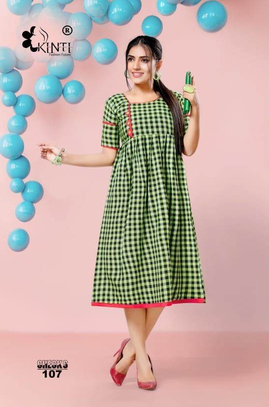 Handloom Checks By Kinti Fashion Printed Causal Wear Kurtis Catalogue