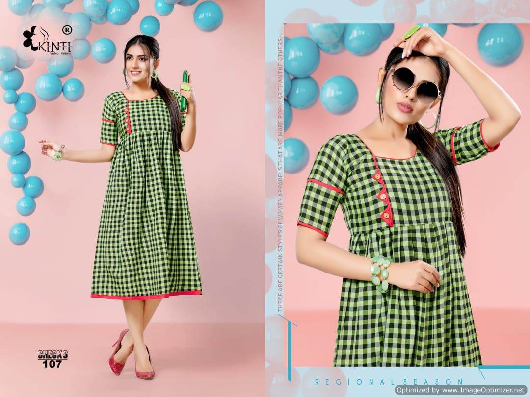 Handloom Checks By Kinti Fashion Printed Causal Wear Kurtis Catalogue