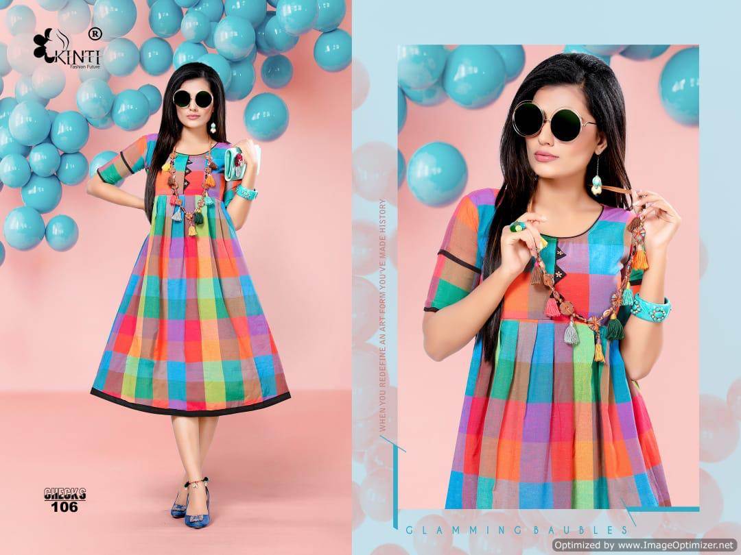 Handloom Checks By Kinti Fashion Printed Causal Wear Kurtis Catalogue