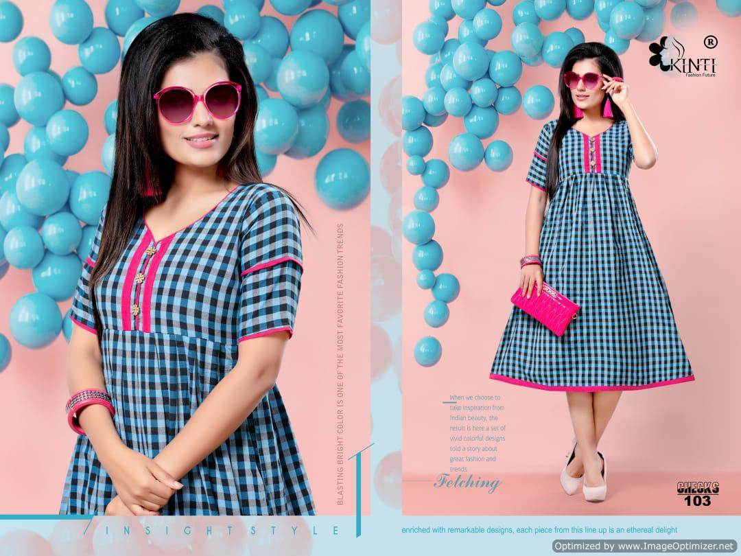 Handloom Checks By Kinti Fashion Printed Causal Wear Kurtis Catalogue