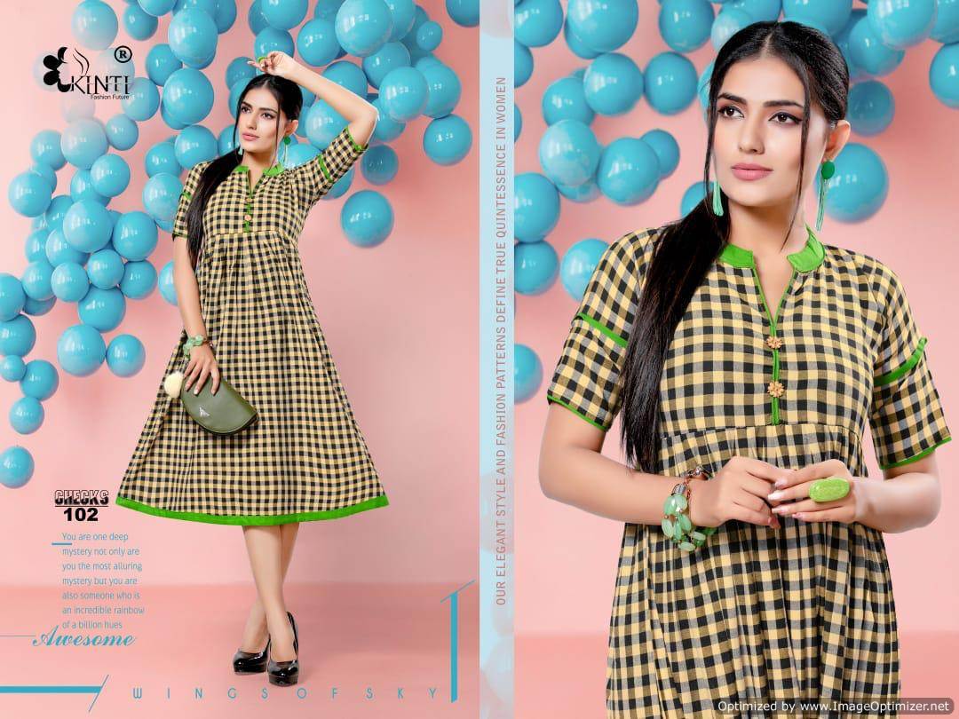 Handloom Checks By Kinti Fashion Printed Causal Wear Kurtis Catalogue