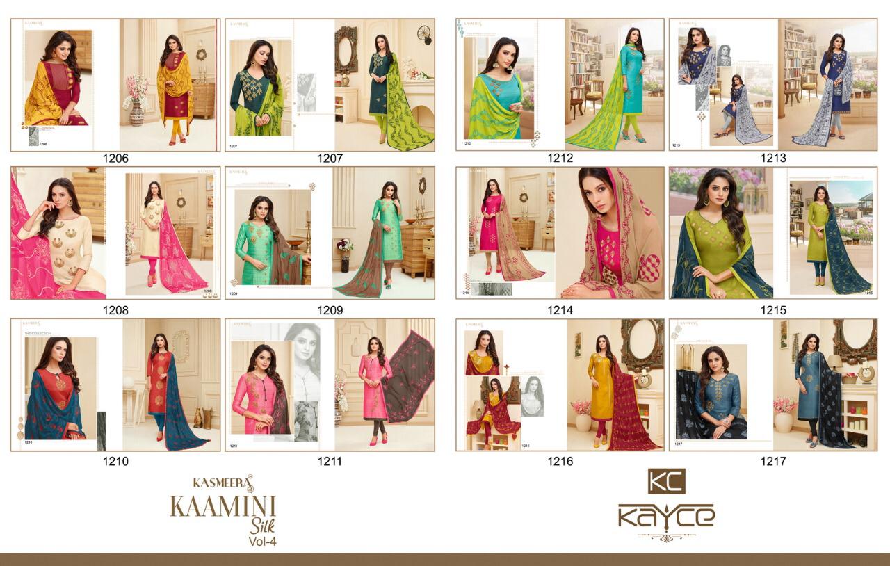 Kamini Silk Vol 4 Kasmeera Churidar Dress Materials Catalogue