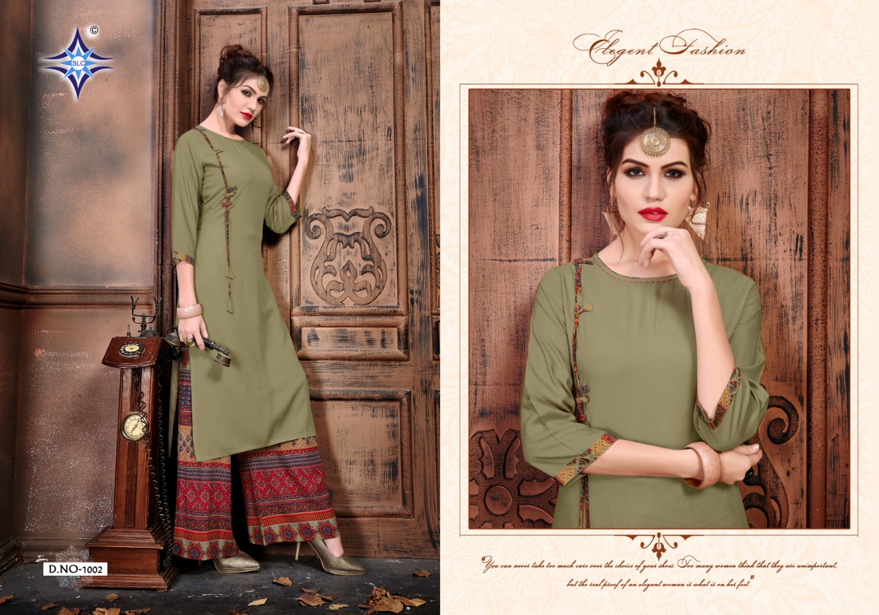 Slc By Femina Designser Wear Kurtis With Plazzzo Collection