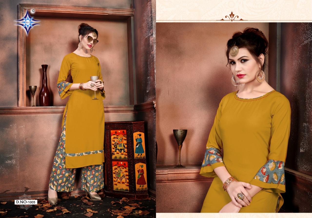 Slc By Femina Designser Wear Kurtis With Plazzzo Collection